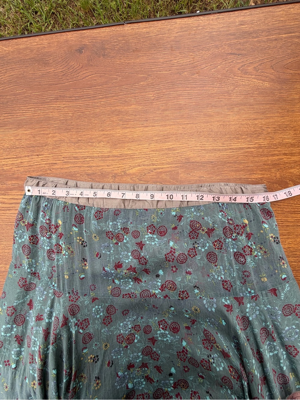 Johnny Was Floral Skirt Boho Lace Hem Midi Blue Size S - Picture 8 of 10